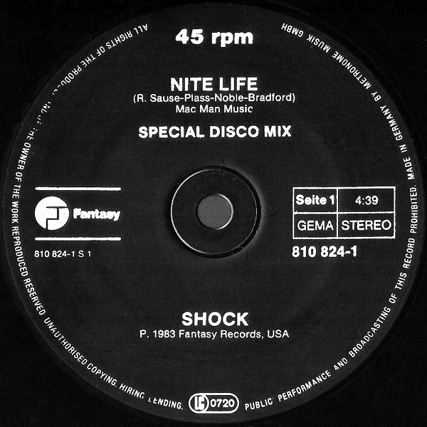 Shock – Nite Life / Let's Get Crackin'12'' Maxi Single Plak (Electro)