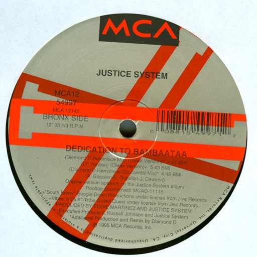 Justice System – Dedication To Bambaataa 12'' Maxi Single Plak