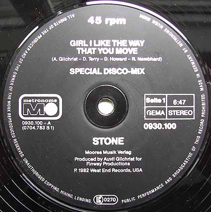 Stone – Girl I Like The Way That You Move 12'' Maxi Single Plak