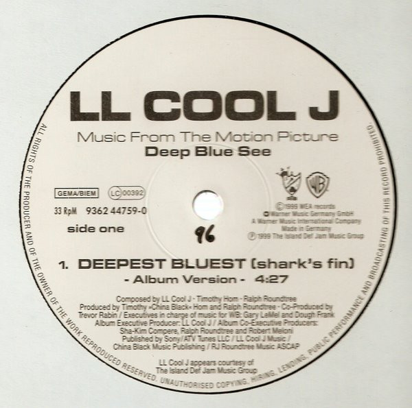 LL Cool J – Deepest Bluest (Shark's Fin) Music From The Motion Picture "Deep Blue Sea" 12'' Maxi Single Plak
