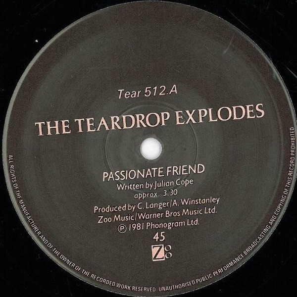 The Teardrop Explodes – Passionate Friend 12'' Maxi Single Plak