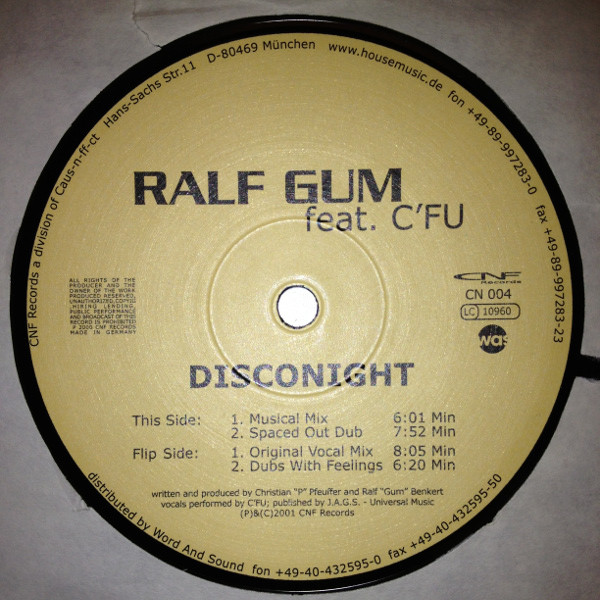 Ralf GUM – Disconight 12'' Maxi Single Plak (House)