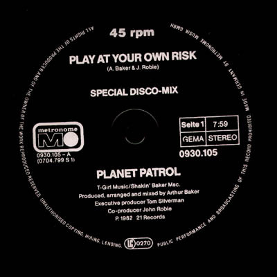Planet Patrol – Play At Your Own Risk 12'' Maxi Single Plak (Electro)