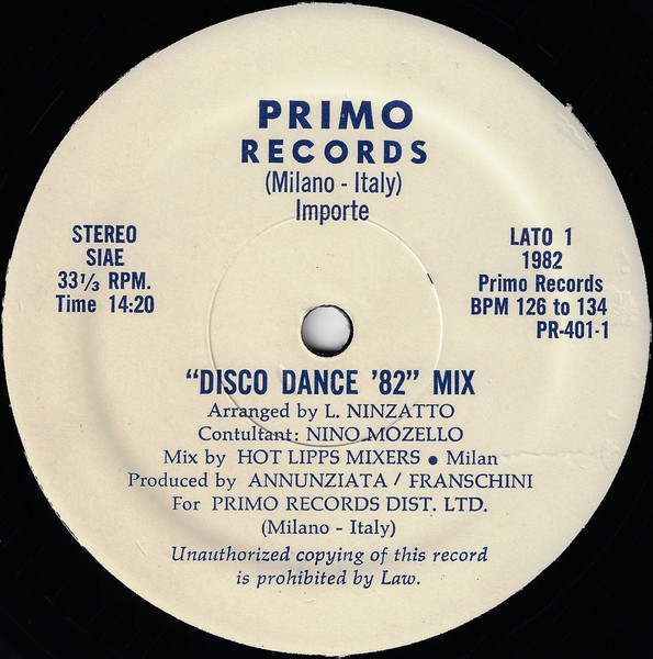 "Disco Dance '82" Mix 12'' Maxi Single Plak