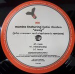 Mantra Featuring Lydia Rhodes – Away (John Creamer & Stephane K Remixes) 12'' Maxi Single Plak (Progressive House) - Görsel 4