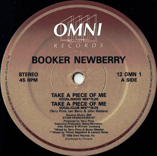 Booker Newberry – Take A Piece Of Me 12'' Maxi Single Plak