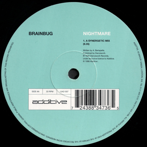 Brainbug – Nightmare 12'' Maxi Single Plak (Trance)