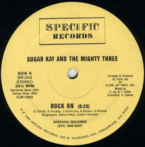 Sugar Kay & The Mighty Three – Rock On 12'' Maxi Single Plak (Electro)