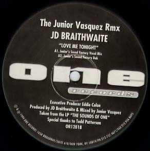 J.D. Braithwaite – Love Me Tonight 12'' Maxi Single Plak (Deep House)