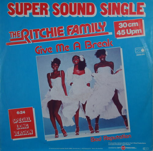 The Ritchie Family – Give Me A Break 12'' Maxi Single Plak